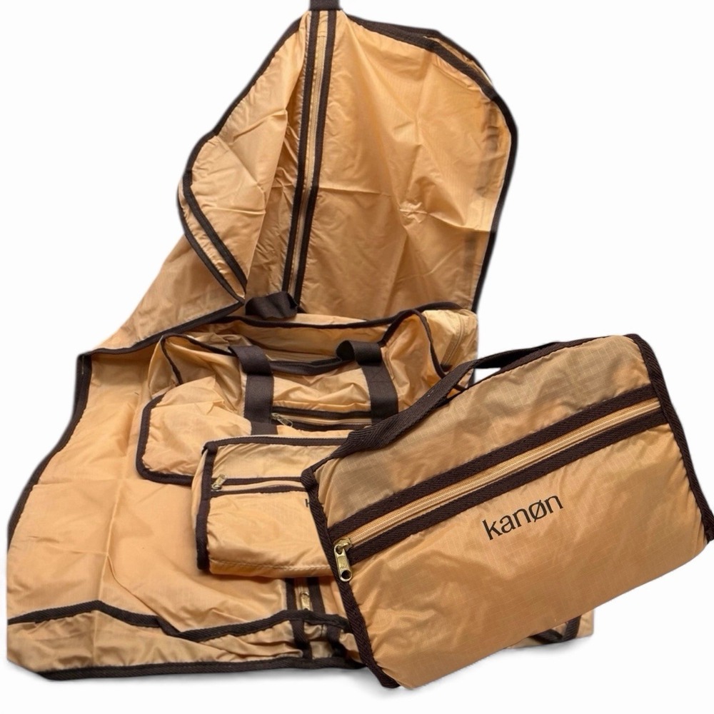 Vtg Kanon Cologne‎ Travel Bag 3 Pc Set Folding Handled Bag Garment Toiletry Hip